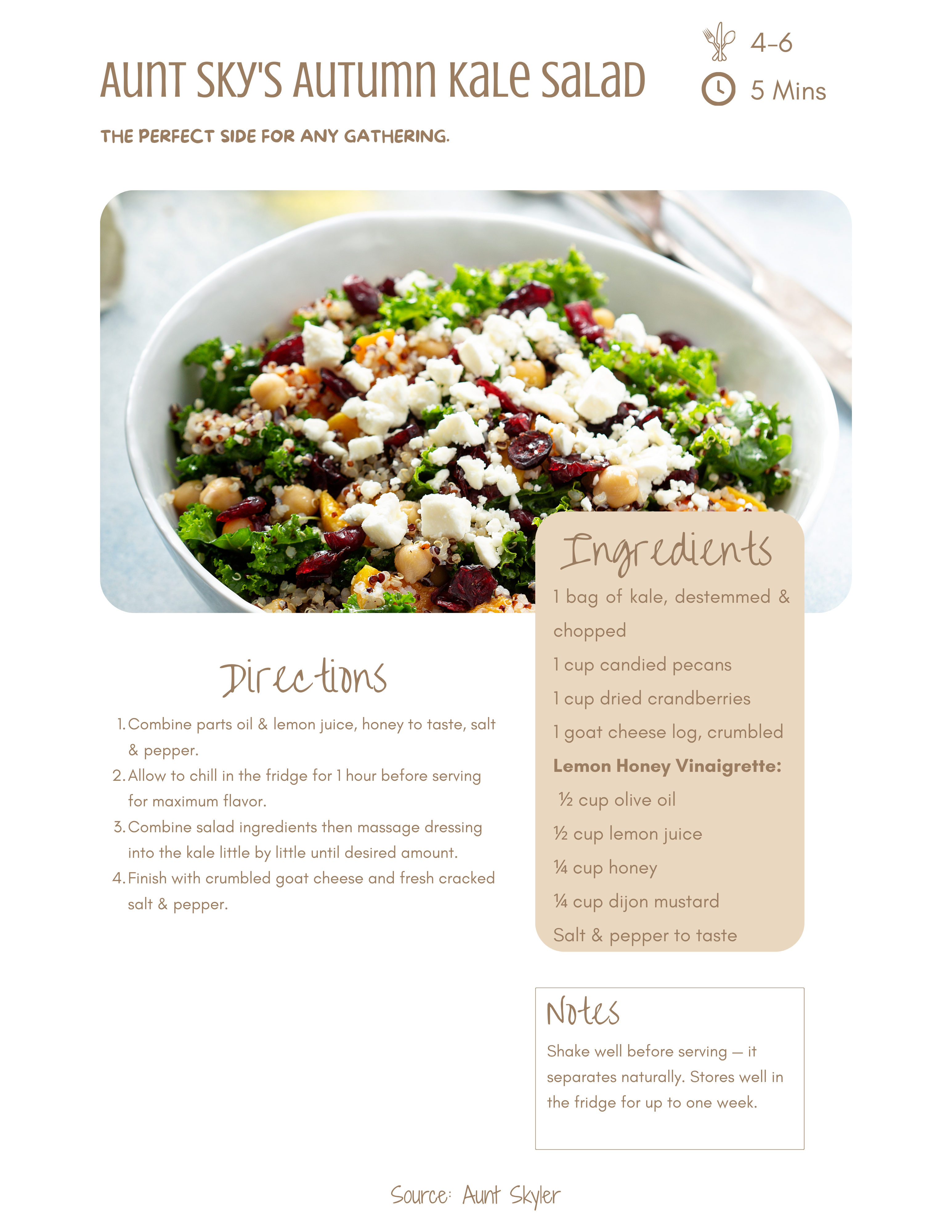 Aunt Sky’s Autumn Kale Salad
