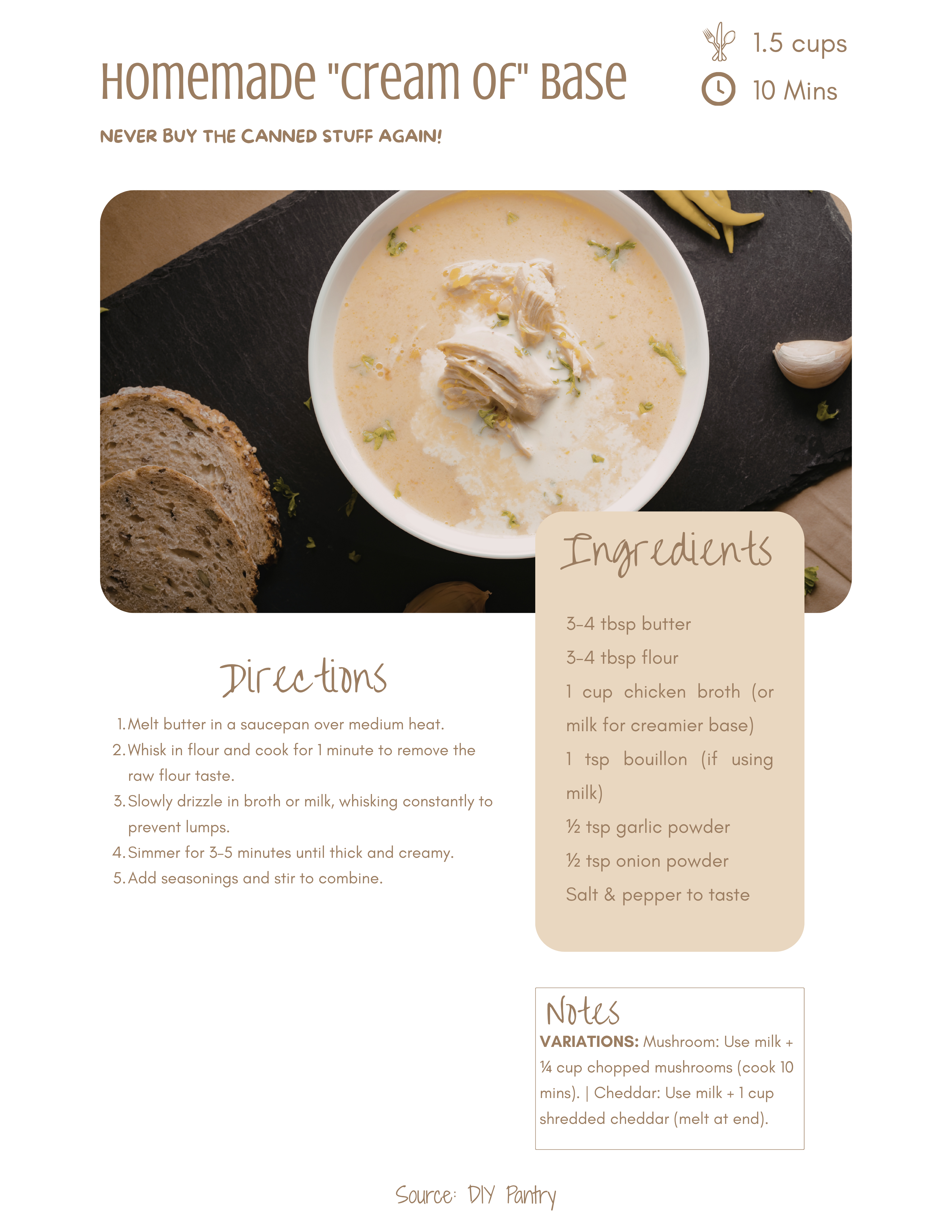 A small bowl of thick, creamy white sauce flecked with herbs, beside a Pyroceram casserole dish.